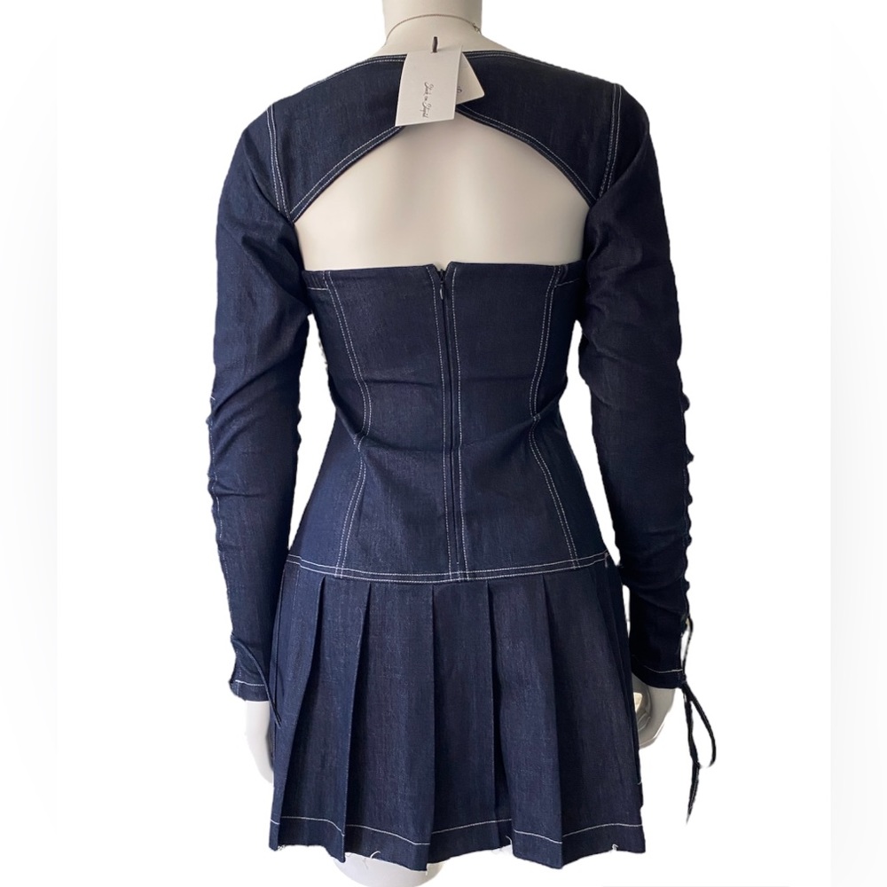 Stuck on Stupid | NWT’s cyber Y2K “Mary Jane Denim Set” pleated lace mini dress - Picture 3 of 7